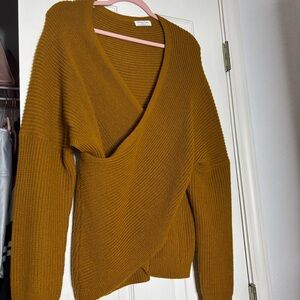 Plus Cozy Mustard Wrap Sweater